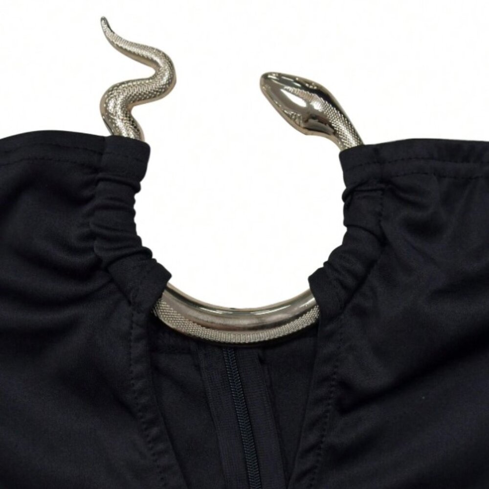 Women’s Smocked Wide-leg Strapless Snake Charm Jumpsuit - Picture 4 of 9
